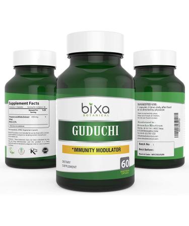Bixa BOTANICAL Giloy Extract Capsules 450mg - Pack of 1 | Tinospora Cordifolia/Guduchi 60 Veg Capsules - Buy Online on GoSupps.com