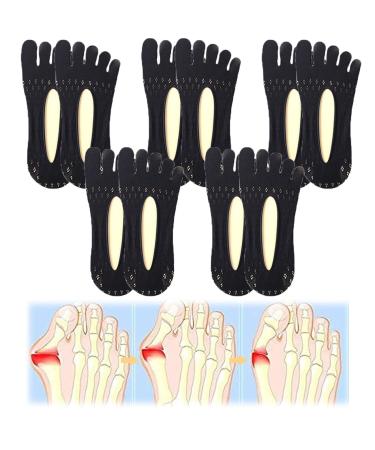 LSNTUU Orthoes Bunion Relief Socks for Women Orthopedic Toe Compression Sock Orthopedic Bunion Corrector Socks (black 5pair)