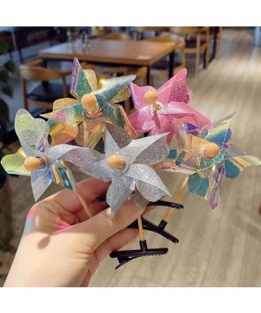 Windmill Sequins Hair Clips - Colorful Glitter Pinwheel Hair Clamp | Colorful Pinwheel Hair Bows Cartoon Random Accessories for Birthday Holiday - Buy Online on GoSupps.com