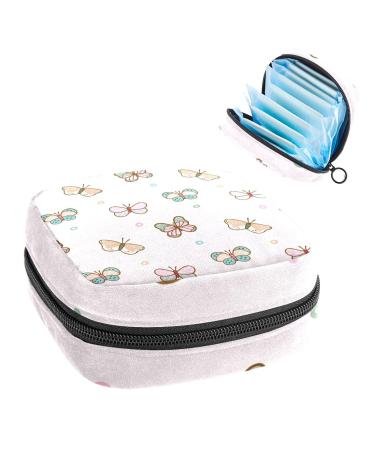 Sanitary Napkin Storage Bag Portable Period Bag for Women Teen Girls Butterfly Print Pattern Menstrual Cup Pouch Nursing Pad Holder (Multicolor) Color 10