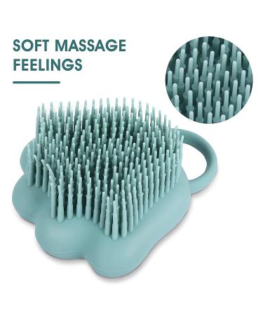 Molain Silicone Pet Bath Brush Comb - Grooming & Massage Tool with Shampoo Dispenser (Blue Paw Shape) - Buy Online on GoSupps.com