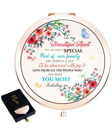 Wailozco Aunt Mirror Gifts for Aunt  Personalized Aunt Quote Rose Gold Compact Mirror Gifts for Aunt from Niece  Unique Meaningful Aunt Birthday Beautiful Aunt