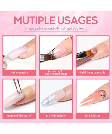 Modelones Poly Nail Gel Kit - 6 Colors Builder Gels Extension Gel Kit with Slip Solution - Professional All-in-One French Pink Set - Buy Online on GoSupps.com
