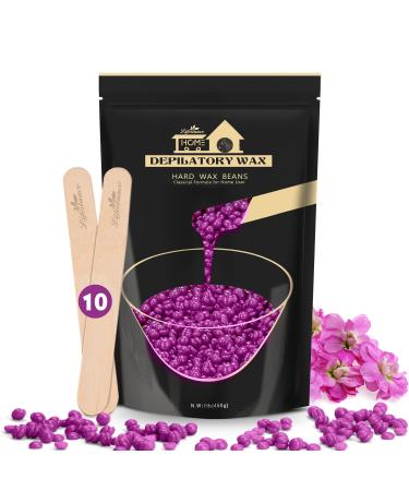 Lifestance Violet 450g Wax Beads Coarse Hair Removal Formula Hard Wax Beads for Brazilian Bikini - Legs - Underarm- Private Part Waxing Beads with 10 Applicators for Wax Warmers