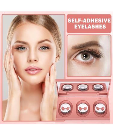 3 Pairs Self Adhesive Eyelashes - Reusable No Glue False Eyelashes | Natural Look & 10 Extra Glue Strips - W03 - Buy Online on GoSupps.com
