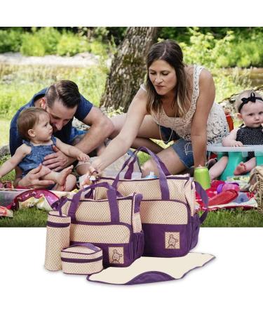 Halovie Multifunction Diaper Backpack - Adjustable Shoulder Bag with Large Capacity & Baby Bottle Holder - Violet - Buy Online on GoSupps.com