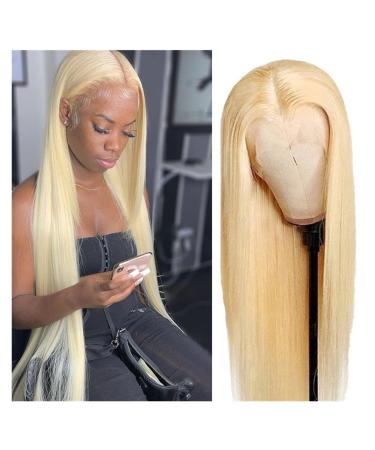 Wigs 613 Lace Front Wig Human Hair Lace Frontal Wigs Blonde Wig Straight T Part 13 4 Lace Front Human Hair Wigs Brazilian Hair Hair Extensions (Size : 3 150% Color : 16inches) 3 150% 16inches