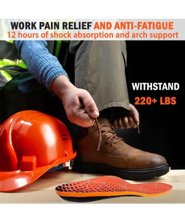 High Arch Support Work Boot Insoles - Memory Foam Gel Inserts for Plantar Fasciitis Relief Flat Feet & Achilles Tendonitis - Men & Women Size L (9.5-10.5/M 10.5-11.5 - Buy Online on GoSupps.com