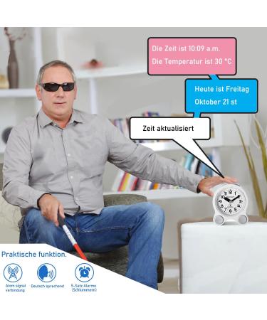 Hearcent Speaking Alarm Clock for Blind & Visually Impaired - German Voice Background Lighting 5 Alarms - Ideal for Seniors (Green) - Buy Online on GoSupps.com