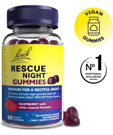 Rescue Remedy Gummies Night 3 Pack Bundle for A Serene Sleep with Raspberry Flavour Easy to Take Vegan & Natural Suitable for All The Family 3 x Pack of 60 Raspberry 60 Count (Pack of 3) - Buy Online on GoSupps.com