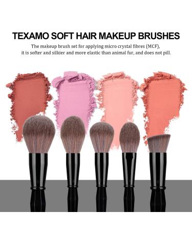 TEXAMO Professional Makeup Brush Set for Kabuki Foundation Powder Contour Blush Highlighter Eye Shadow - Black (C-Diamond Brush) with Cosmetics Bag - Buy Online on GoSupps.com