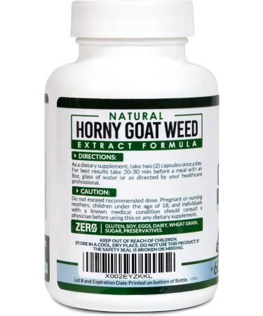 Horny Goat Weed Capsules - Natural Male & Female Enhancer with L-Arginine, Tongkat Ali, Panax Ginseng & Maca Root - Mood Boost & Energy Pills - 60 Count - Buy Online on GoSupps.com