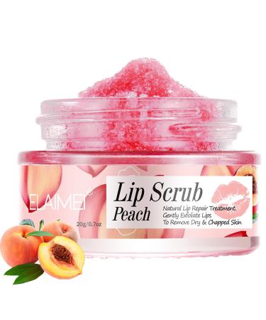Lip Exfoliator Scrub Lip Exfoliator Scrub and Moisturizer Sugar Lip Scrub for Dry Cracked Lips Gently Exloliate Exfoliating Lip Scrub For Lip Repair Nourish Lips (Peach)