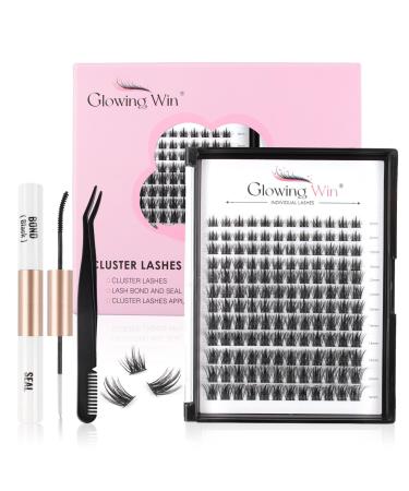 Glowing Win Individual Eyelash Extensions Set 144 PCS Cluster Lashes Extension Kit Individual False Eyelashes with Lash Bond and Seal and Tweezers DIY Eyelash Extension 8-16mm Natural Fake Lashes Cluster Lashes Kit-W50 - Buy Online on GoSupps.com