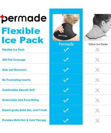 Reusable Neck & Shoulder Ice Pack - Hot & Cold Therapy Wrap for Injuries, Swelling, Bruises - Flexible Cold Compress for Muscle Pain Relief- Black - Buy Online on GoSupps.com
