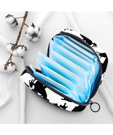 Black Silhouette Tree Frogs Women's Binding Pocket Menstruation Pad Bag - Portable Menstrual Cup Pocket with Zipper for Teens & Women - Buy Online on GoSupps.com