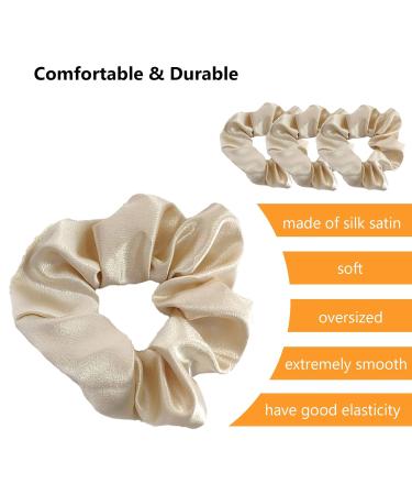 3 Pack Champagne Satin Silk Hair Scrunchies for Women/Girls - Soft Elastic Hair Ties Accessories - Buy Online on GoSupps.com