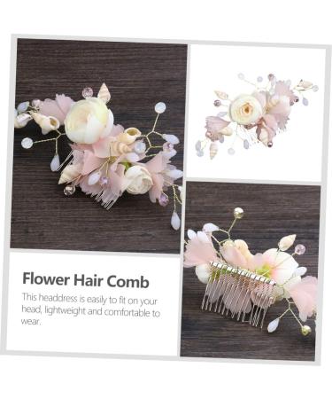 Housoutil Bridal Hair Comb Rhinestone Hair Side Comb Wedding Hair Accessories Flower Headpiece for Women Flower Hair Comb Hair Clips Bride Conch Wedding Flowers Pink Silk Cloth - Buy Online on GoSupps.com