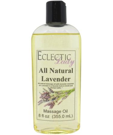 All Natural Lavender Massage Oil 8 oz 100% Natural Ingredients with Sweet Almond & Jojoba Oil Relaxing Scent for Men & Women 8 Ounce