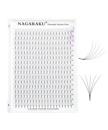 Nagaraku Volume eyelash extension prefabricated compartments 320pcs narrow stem slightly tight premade fans eyelash extensions artificial eyelashes 16 rows (5d 0.07mm starch 15mm) 15mm 5D-07-D CURL
