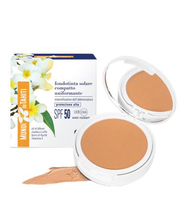Helan Mono de Tahiti - Tan Intensifying Compact Foundation Sun Protection 50+ Face Covering Foundation with Vitamin E Shea Butter Jojoba Oil 2in1 Face Make Up Skincare 8 ml