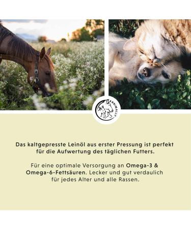 Annimally Linseed Oil for Dogs 500ml - Cold-Pressed Omega 3 & 6 Fatty Acids | Natural BARF Oil for Dogs Cats & Horses - Pure German Quality - Buy Online on GoSupps.com