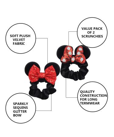 Mouse Ear Hair Scrunchies for Girls | Uooker Velvet Sequin Bow Hair Bands | Cute Elastic Hair Ties & Accessories for Birthday Parties & Cosplay - Buy Online on GoSupps.com