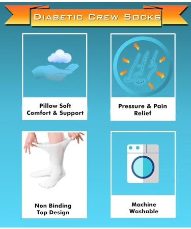 Comfort Finds Diabetic Crew Socks - Size 10-13 - Breathable Cotton - Loose Fitting - Non Binding Top - Improve Foot Circulation - Painful Swollen Feet Relief (White 12 Pairs) - Buy Online on GoSupps.com