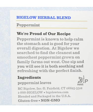 Bigelow Peppermint Herbal Tea - Caffeine Free, 20 Count (Pack of 6) - 120 Total Tea Bags - Buy Online on GoSupps.com