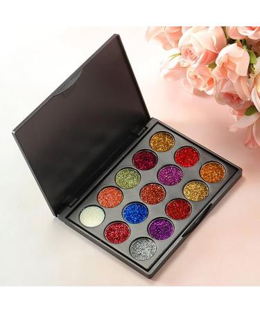  Dewocke Dewocke 15 Colors Glitter Eyeshadow Palette Highly Pigmented Metallic Glitter Eyeshadow Ultra Glam Eyeshadow for Eyes Long - Buy Online on GoSupps.com