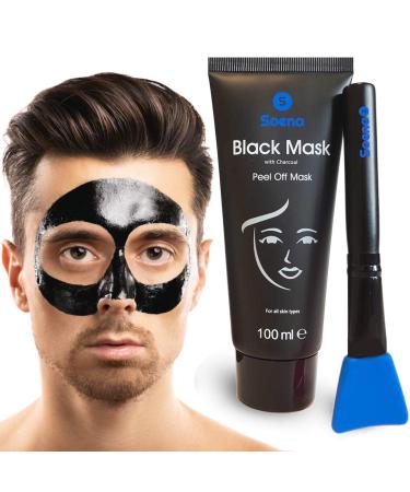 Buy Soena for Men Black Mask 100ml - XXL Activated Charcoal Peel-Off Mask with Brush | Remove Blackheads & Clear Impure Skin - Buy Online on GoSupps.com