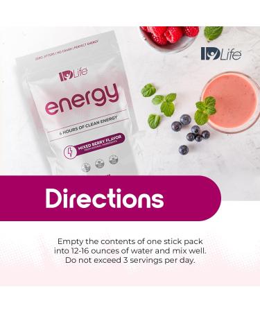 IDLife Energy - Mixed Berry - Sustained Power Boost with Powder, Healthy Drink for Work, Gym & Daily Use, 6 Hours of Boost - 15 Sticks per Bag - Buy Online on GoSupps.com