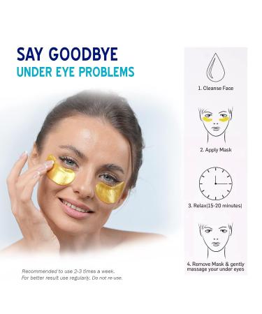 GLOREEZ 24K Gold Under Eye Masks - Moisturizing Anti-Aging Patches for Dark Circles, Puffiness, Wrinkles & Eye Bags | 15 Pairs - Buy Online on GoSupps.com