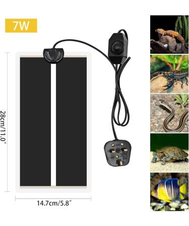 Reptile Heating Pad Tank Warmer with Temperature Control Power Adjustment Under Tank Terrarium Heater Heat Mat for Reptiles Turtle Tortoise Snakes Lizard (7W (15 * 28CM)) - Buy Online on GoSupps.com