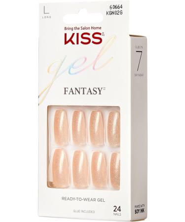 KISS Gel Fantasy Collection Glue-On Manicure Kit Rock Candy Long Length Square Fake Nails Includes 28 False Nails Nail Glue Nail File and Manicure Stick - Buy Online on GoSupps.com