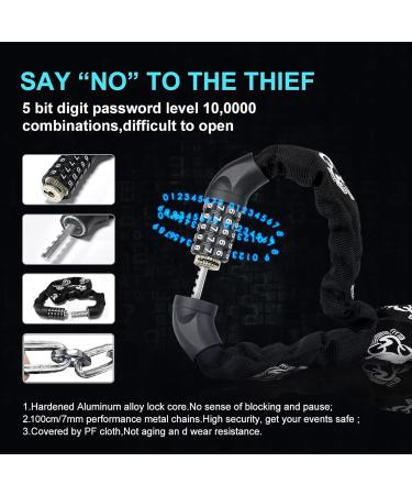 High-Security 1000mm Bicycle Chain Lock - 5-Digit Number Combination Lock | Durable & Reliable Bike Security - Buy Online on GoSupps.com