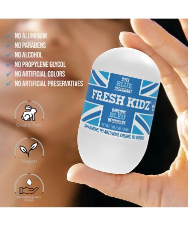 Fresh Kidz Roll On Deodorant for Kids and Teens - Baking Soda and Aluminum-free 24 Hour Protection for Sensitive Skin - Boys "Blue" 1.86 fl.oz. (2 Pack) 1.86 Fl Oz (Pack of 2) - Buy Online on GoSupps.com
