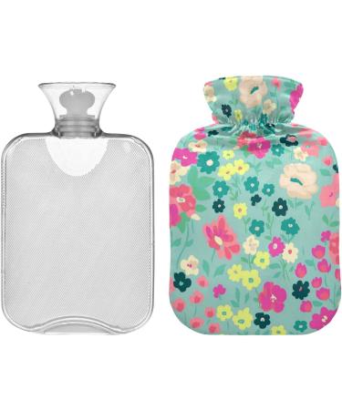 NAANLE Retro Floral Hot Water Bottle - 1L Transparent Heat & Cold Therapy for Back Pain Relief Hand & Feet Warmer - Buy Online on GoSupps.com