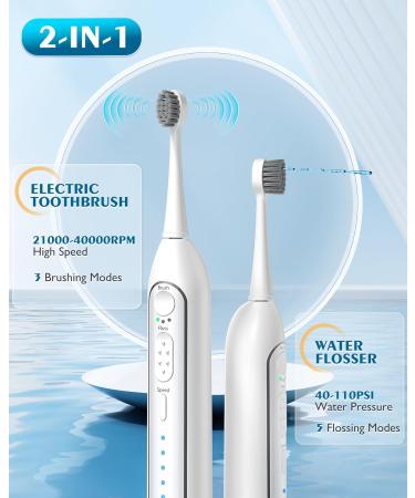 AGPTEK Electric Toothbrush & Water Flosser Combo | 3 Modes Cordless Oral Cleaner | IPX7 Waterproof | Ideal for Teeth Gums & Braces | 500ml Water Tank - Buy Online on GoSupps.com