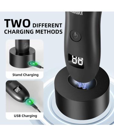 Men's Waterproof Body Hair Trimmer | Electric LCD Display | Painless Wet & Dry Groin Shaver | Quiet Hygiene Razor SMT033 Black - Buy Online on GoSupps.com