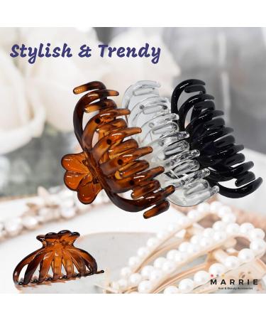 Marrie Hair Clips for Women & Girls | Non-Slip Double-Baked Clamp | Strong Hold for Medium to Thin & Long Hair Accessories (Black Brown Clear) - Buy Online on GoSupps.com
