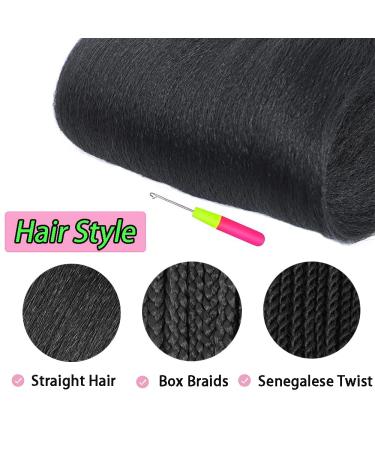 30 Pre-Stretched Braiding Hair Extensions - 8 Pack Premium Yaki Texture, Hot Water Set, 1B Color - 30 Inch - Buy Online on GoSupps.com