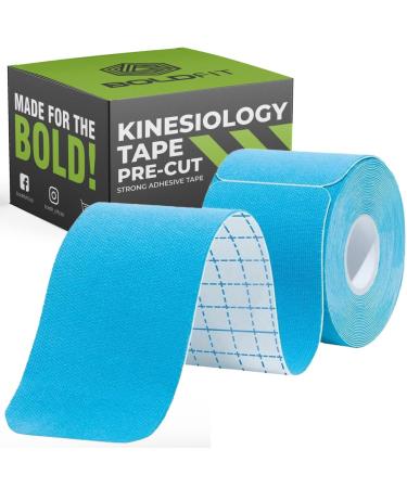 Boldfit Kinesiology Tape for Physiotherapy Precut Kinesio Tape for Sports Injury Pain Relief Muscle Tape for Shoulder Wings Arms Ankle K Taping Waterproof Athletic Tape for Pain Support Precut-Blue