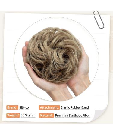 Silk-Co Hair Part with Rubber Band - Wavy Soft Dutt Hair Extensions (55g) - Thickening Messy Bun Updos in Golden Brown & Blonde - Buy Online on GoSupps.com