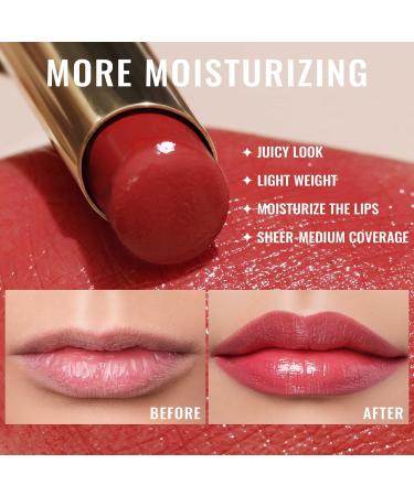 Oulac Moisturising Lipstick Red - Hydrating Tinted Lip Balm for Dry Lips | Juicy Glossy Finish | Vegan & Cruelty-Free - Buy Online on GoSupps.com