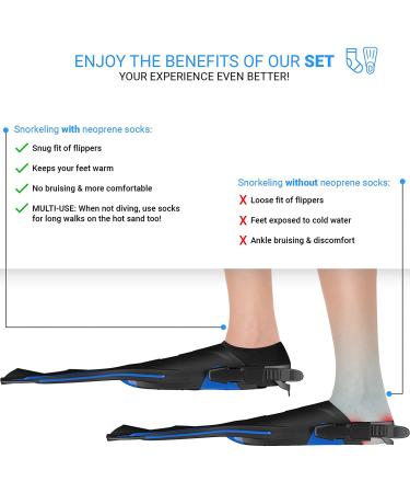 COZIA DESIGN Adjustable Swim Fins for Lap Swimming - Travel Size Scuba Diving Flippers with Neoprene Water Socks - Adult Size Large - Buy Online on GoSupps.com