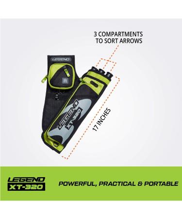 LEGEND XT320 Archery Quiver - Nylon Hip Quiver with 3 Arrow Tubes - Adjustable Waist Belt - Right Handed Green - Buy Online on GoSupps.com