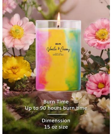 IZIDDO Colourful Scented Candles - Vanilla & Creamy Aromatherapy | 15oz Long-Lasting Handmade Candle for Home Gifts & Birthdays - Buy Online on GoSupps.com