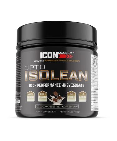 Isolean Whey Protein Isolate Powder Vanilla Chocolate Strawberry Cookies & Cream Salted Caramel Chocolate Mint Chocolate Peanut Butter 1 Pound (Cookies & Cream) Cookies & Cream 1 Pound (Pack of 1)