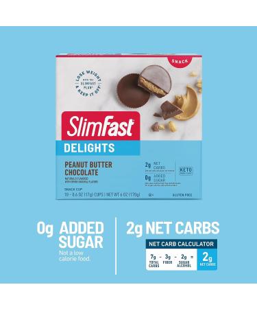 SlimFast Delights Peanut Butter Chocolate Snack Cups - 10 Count | Low-Calorie Snacks for Weight Loss | Shop Internationally - Buy Online on GoSupps.com